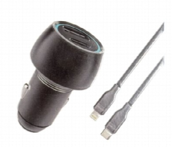 Express Delivery - Dcore T11 Car Charger 52.5W Dual Port Usb C Lightning Cable - ID 7169500