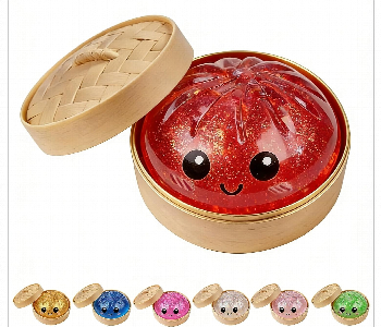 Express Delivery - Dumpling Squishy Stress Toy With Case Soft Glitter Squeeze Red - ID 7169705