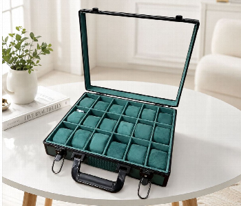 Express Delivery - 18 Slot Premium Watch Organizer Box With Glass Window Lock And Removable Watch Pillows Watch Storage Display Case Green - ID 7170083