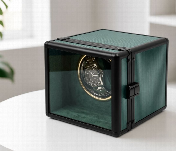 Express Delivery - Single Slot Automatic Watch Winder Green Premium Aluminum Display Case - ID 7170190