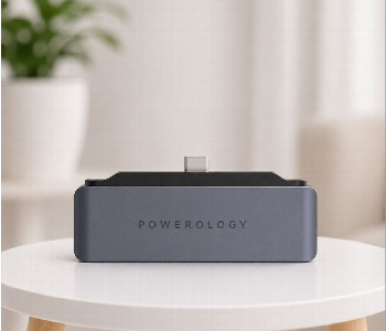 Express Delivery - Powerology 4 In 1 Usb C Hub With Hdmi Usb And Aux Port 60W Pd Gray - ID 7170206