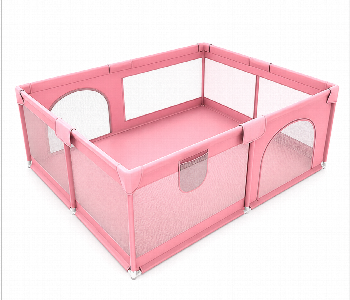 Baby Playpen Large Safety Fence For Toddlers With Gate 120 X 120 X 62 Cm Soft Mesh Indoor Outdoor Play Yard Pink Front View - ID 7170366