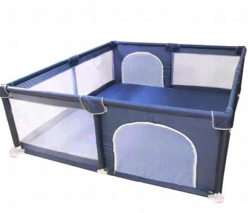 Large Baby Playpen Safety Fence For Toddlers With Gate 120X120X62 Cm Soft Mesh Indoor Outdoor Play Yard Blue Front View - ID 7170367