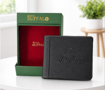 New Arrivals For Black Buffalo Genuine Leather Bi Fold Wallet For Men Black With Card Slots Coin Pocket And Cash Compartments 1112 Bk - ID 7170508