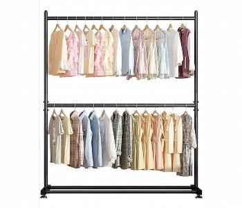 Express Delivery - Garment Rack 120X40X185Cm Double Rod Heavy Duty Black Jl Bsg 8663 - ID 7170610