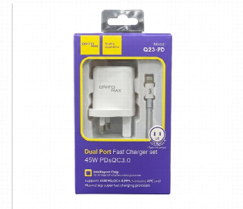 Ortomax 45W Pd Dual Port Fast Charger Lightning Cable Front View - ID 7171226