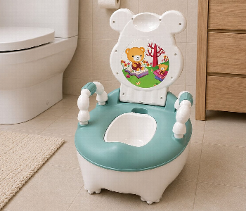 Express Delivery - Baby Bear Potty Training Chair With Backrest And Side Handles Teal White Toddler Toilet Seat - ID 7172938