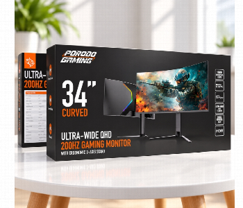 New Arrivals For Porodo Gaming 34 Inch Ultra Wide Qhd 200Hz Curved Gaming Monitor 3440X1440 1000R Va Hdr G Sync Freesync Black Pdxv34200 - ID 7173479