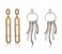 ARIEL 4 Pieces U Pin Design Drop Earrings 31588 Gold 1 in UAE