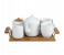 Royalford RF9239 6 Pieces Porcelain Tea Set with Wooden Stand - 5inches, White 1 in UAE