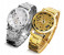 AKM AM05 Analog Quartz Watch Bundle 2pc - Gold & Silver 4 in UAE