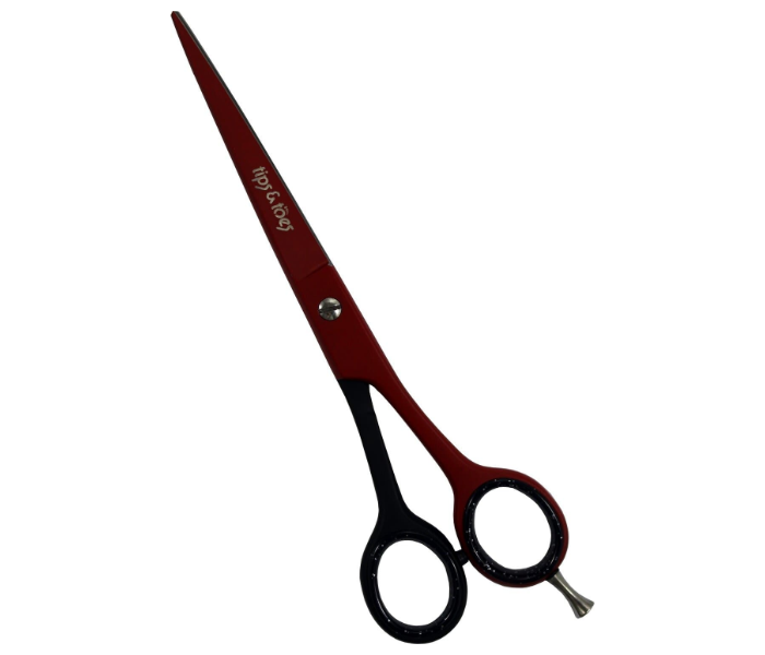 Tips & Toes TT736 Stainless Steel Professional Barber Scissors - Red and Black 2 in UAE