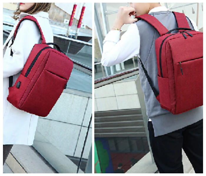 Anti-theft USB Charging Backpack Laptop Notebook Travel School Bag Maroon 3 in OMAN