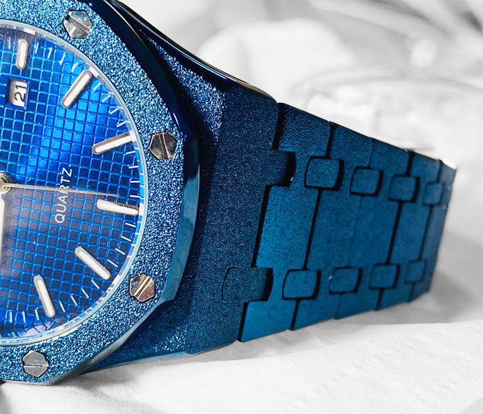 Frosted Royal Touch Stainless steel watch - Blue 2 in UAE