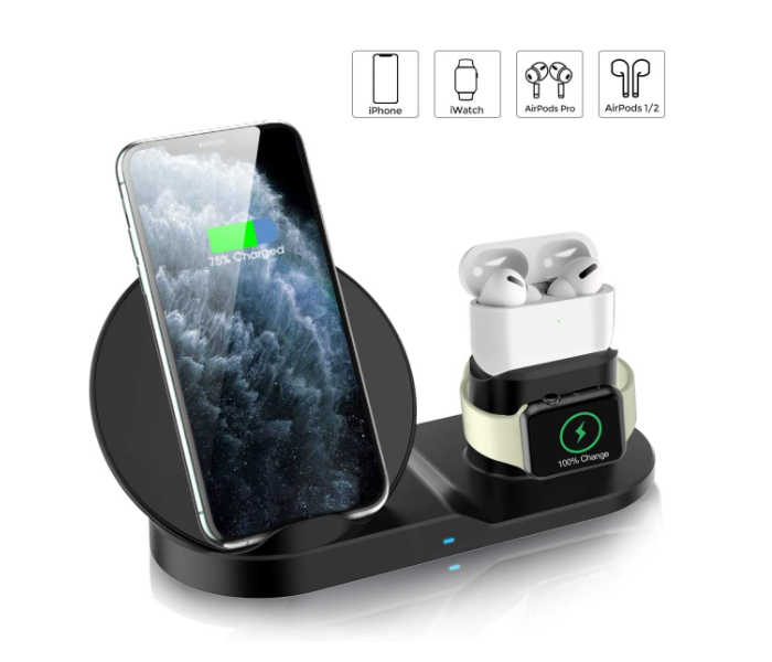 Qi Certified Wireless Charging Station with Qualcomm Quick Charge 3.0 Technology Pad for Universally Compatible with AirPods and All Qi Enabled Android and IOS Devices 2 in OMAN