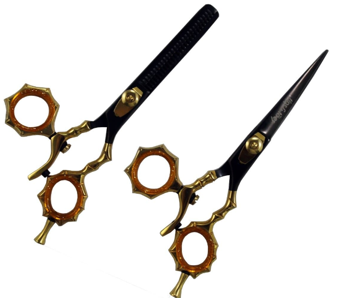 Tips &amp; Toes TT663664 Stainless Steel Rotating Ring Barber Razor Shears Kit - Gold and Black 1 in UAE