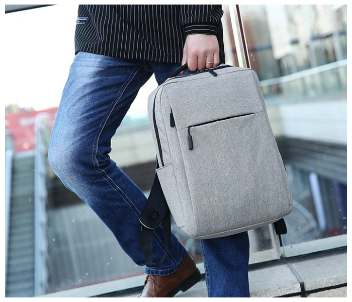 Anti-theft USB Charging Backpack Laptop Notebook Travel School Bag Grey 2 in UAE