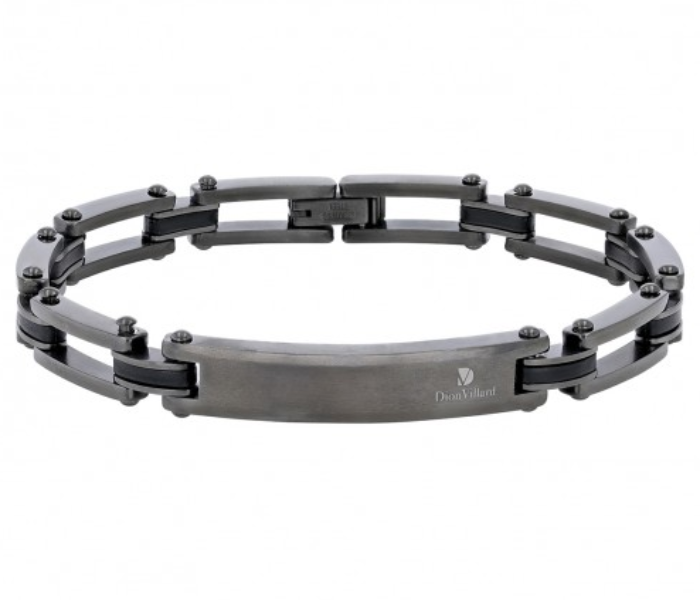 Dion Villard DVBC19062BLA Grey Stainless Steel Chain Link Bracelet for Men 2 in UAE