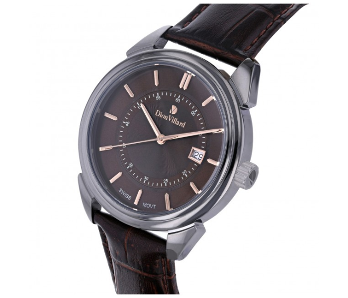 Dion Villard DVW19033 Leather Strap Analog Watch for Men - Brown 2 in UAE