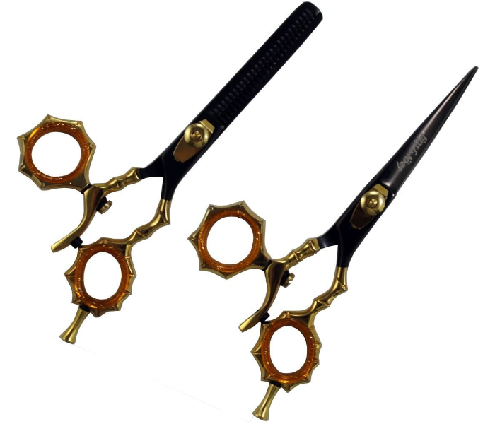Tips &amp; Toes TT663664 Stainless Steel Rotating Ring Barber Razor Shears Kit - Gold and Black 3 in UAE