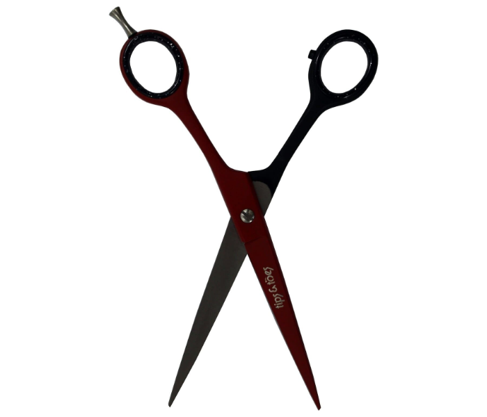 Tips & Toes TT736 Stainless Steel Professional Barber Scissors - Red and Black 3 in UAE