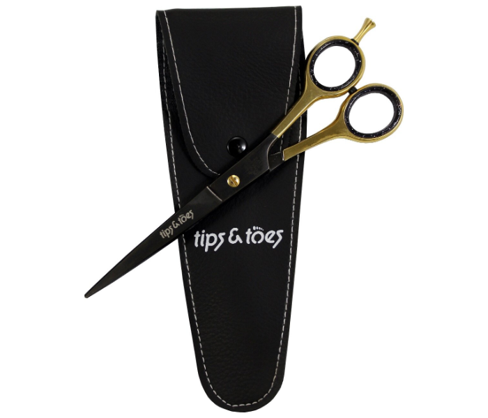 Tips & Toes TT736 Stainless Steel Professional Barber Scissors - Gold and Black 1 in UAE