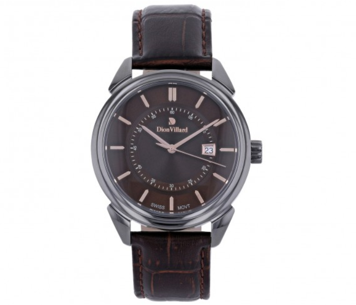Dion Villard DVW19033 Leather Strap Analog Watch for Men - Brown 1 in UAE