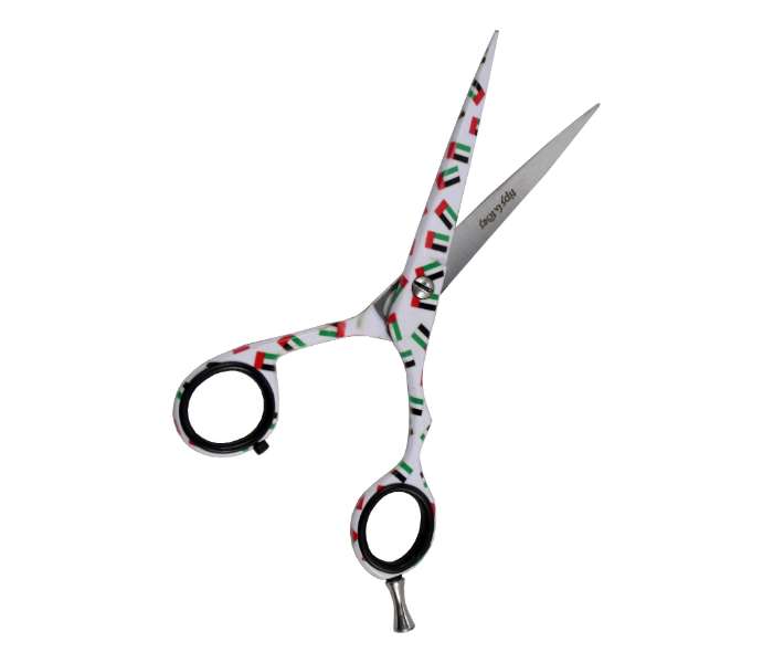 Tips & Toes TT-0734 UAE National Day Super Cut Stainless Steel Professional Barber Scissors - Multi Colour 3 in UAE