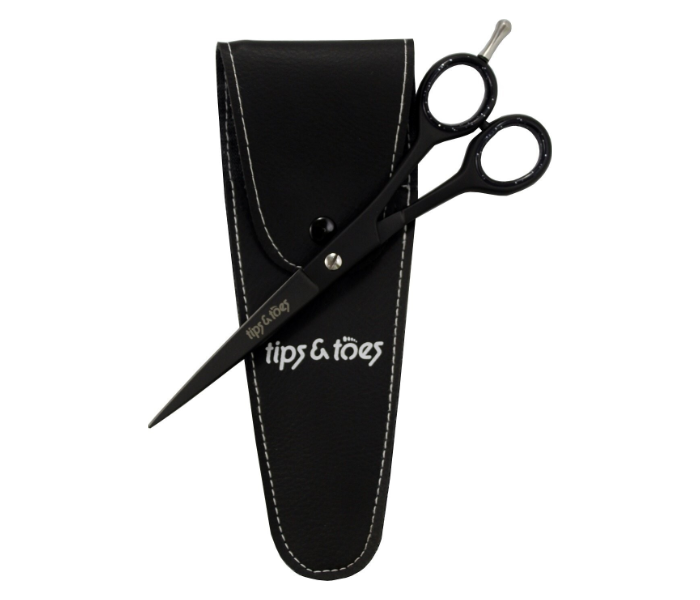 Tips &amp; Toes TT736 Stainless Steel Professional Barber Scissors - Black 4 in UAE