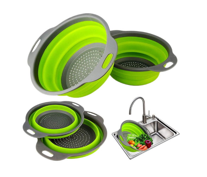 Sunny FGB1000 Foldable Silicone Colander Kitchen Multipurpose Washing Basket Strainer, Assorted Color 1 in OMAN