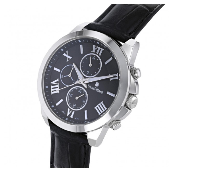 Dion Villard DVW19052 Leather Strap Analog Watch for Men - Black 2 in UAE