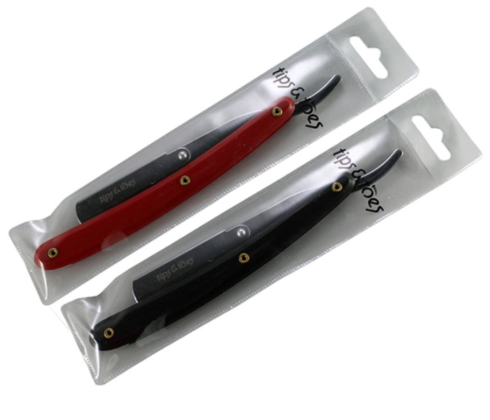 Tips & Toes TT730 Professional Straight Edge Barber Razor - Red and Black 2 in UAE
