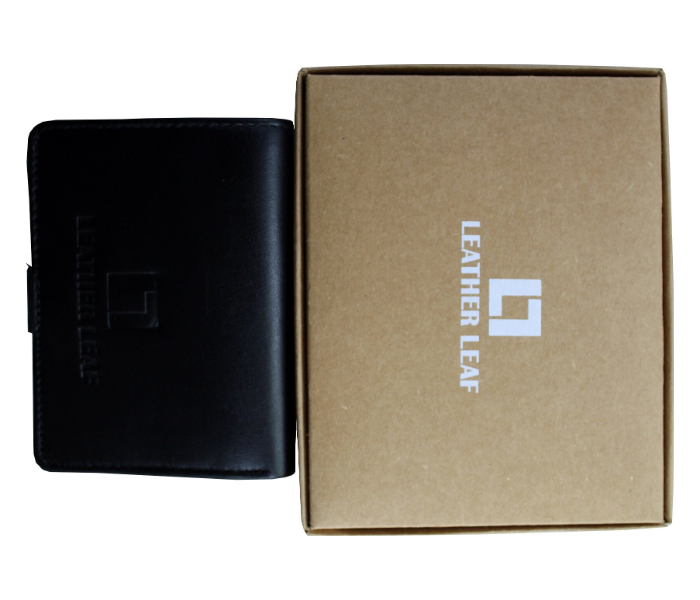 Leather Leaf LL-101 Genuine Leather Wallet for Men- Black 4 in UAE