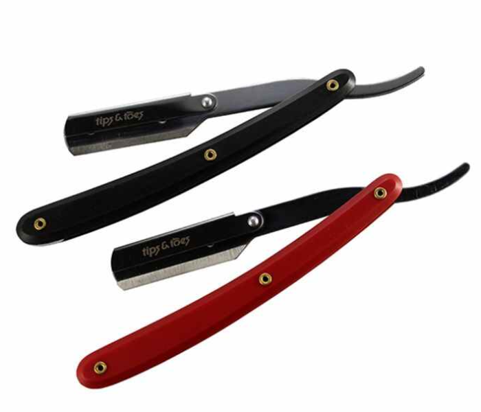 Tips & Toes TT730 Professional Straight Edge Barber Razor - Red and Black 1 in UAE