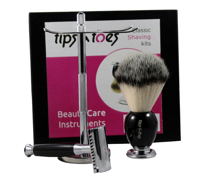 Tips & Toes TT650 Pack Of 3 Stainless Steel Safety Razor Classic Shaving Kit 2 in UAE