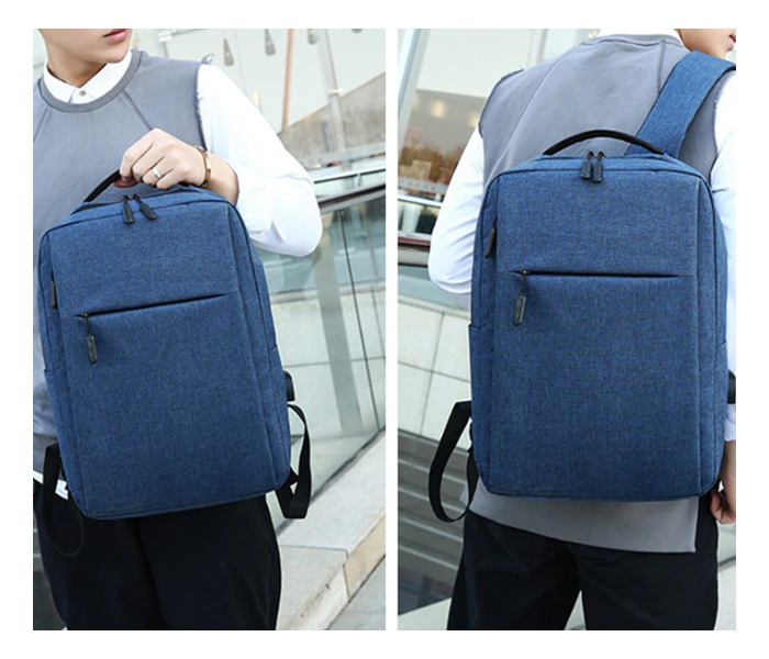 Anti-theft USB Charging Backpack Laptop Notebook Travel School Bag Blue 3 in UAE
