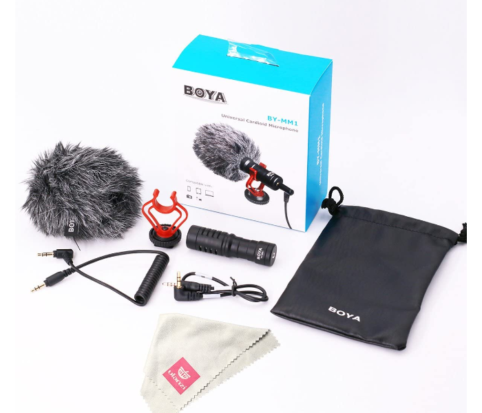 Boya BY-MM1 LU-D4700 YouTube TikTok Vlogging Facebook Live stream Recording Mini Cardioid Microphone Black 9 in UAE