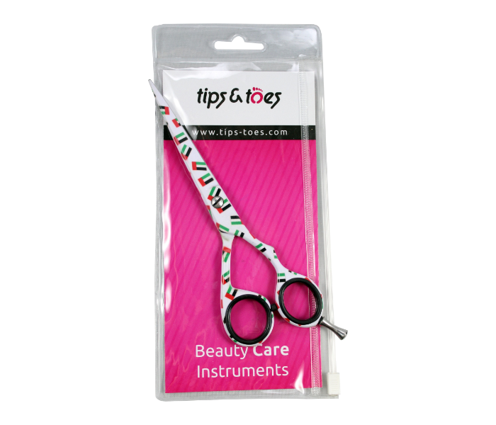 Tips & Toes TT-0734 UAE National Day Super Cut Stainless Steel Professional Barber Scissors - Multi Colour 2 in UAE