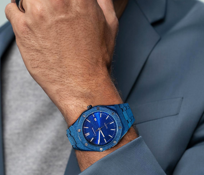 Frosted Royal Touch Stainless steel watch - Blue 5 in UAE