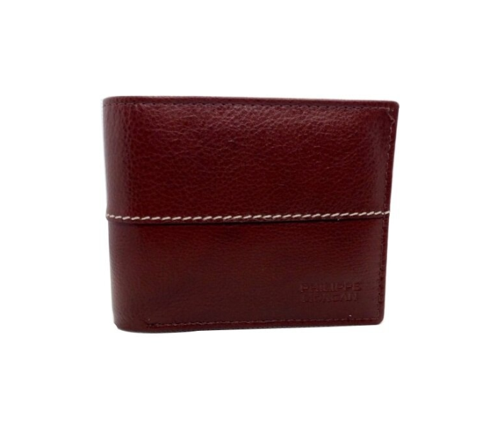 Philippe Morgan PM023 Men Leather Bifold Wallet - Brown Red 1 in UAE