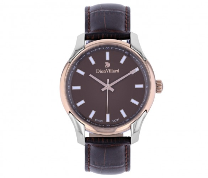 Dion Villard DVW19043 Leather Strap Analog Watch for Men - Brown 1 in UAE