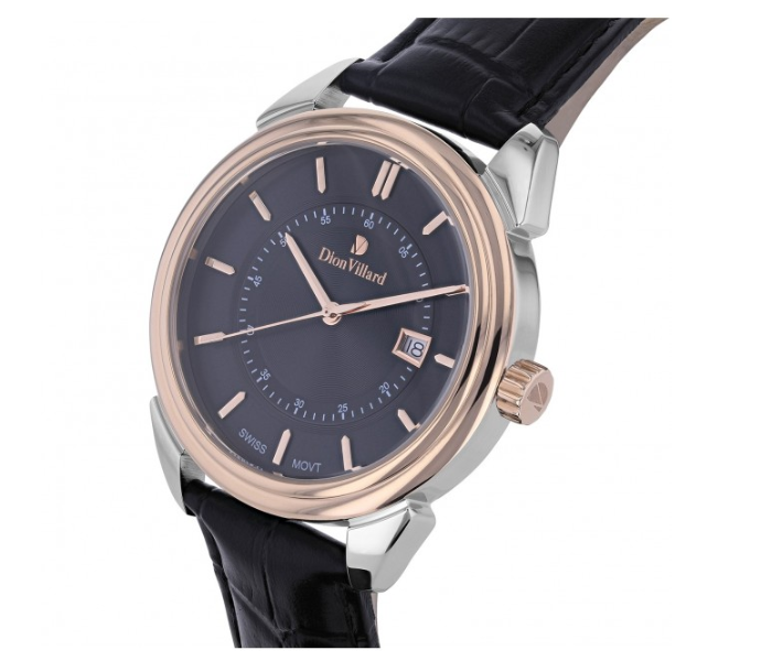 Dion Villard DVW19032 Leather Strap Analog Watch for Men - Black 2 in UAE