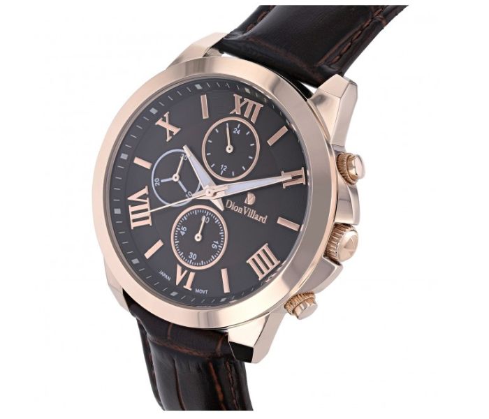 Dion Villard DVW19053 Leather Strap Analog Watch for Men - Brown 2 in UAE