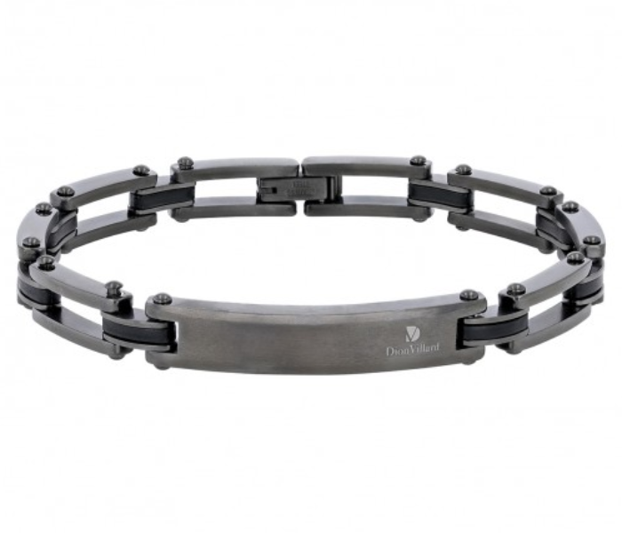 Dion Villard DVBC19062BLA Grey Stainless Steel Chain Link Bracelet for Men 1 in UAE