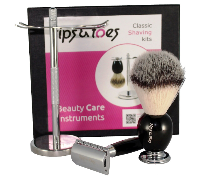 Tips & Toes TT650 Pack Of 3 Stainless Steel Safety Razor Classic Shaving Kit 1 in UAE