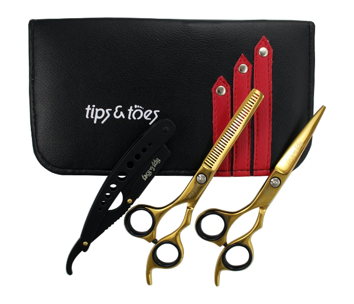 Tips & Toes TT760 Stainless Steel Professional Barber Razor Shears Kit for Left Handers 1 in UAE