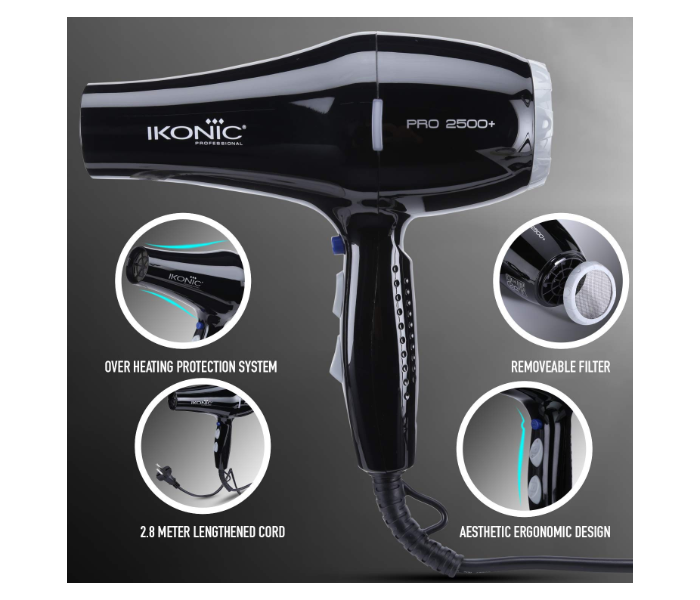 Ikonic Pro 2500+ Hair Dryer Black 5 in UAE
