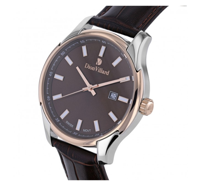 Dion Villard DVW19043 Leather Strap Analog Watch for Men - Brown 2 in UAE