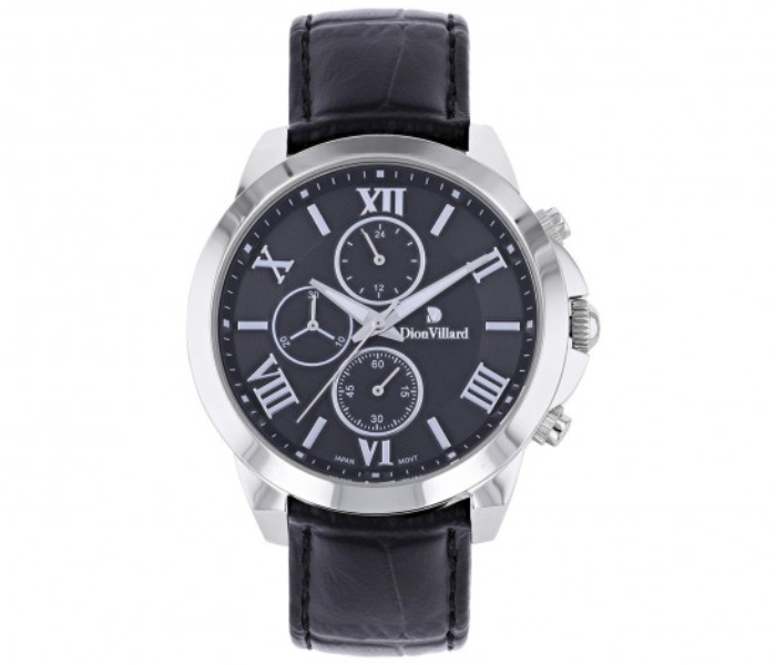 Dion Villard DVW19052 Leather Strap Analog Watch for Men - Black 1 in UAE