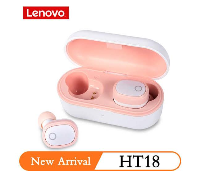 Lenovo HT18 TWS 5.0 Bluetooth Charging Box Truly Wireless In-Ear Headphone Headphone with Mic - Pink 1 in UAE